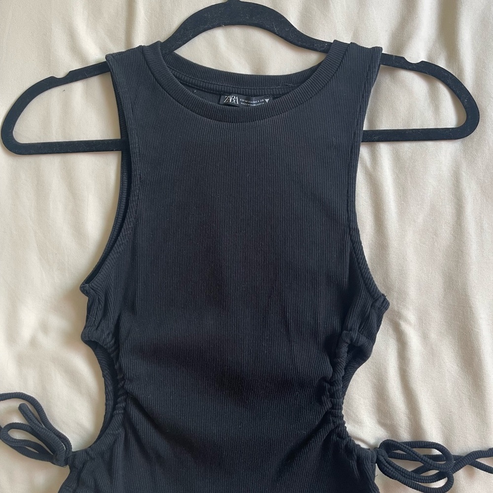 Zara Charcoal Ribbed Top